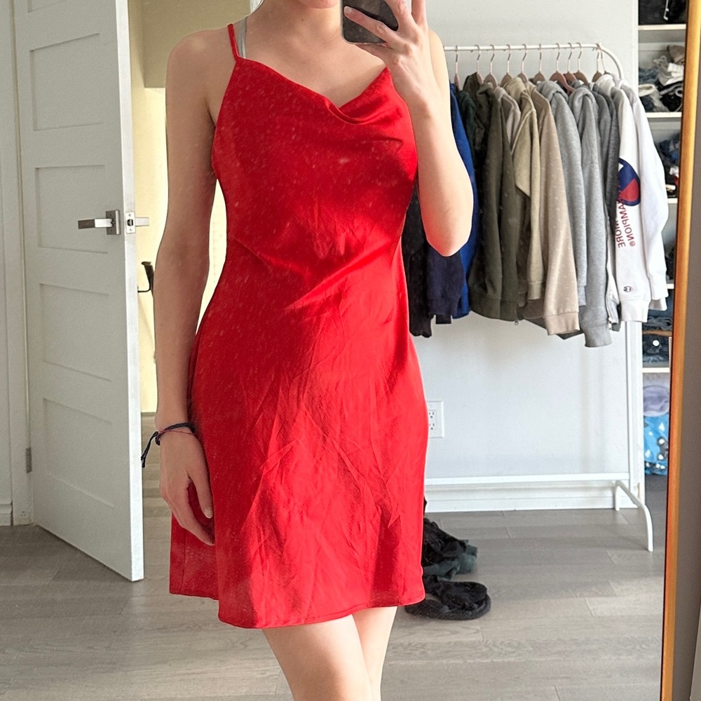red urban outfitters silk party dress